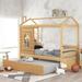 Merax Twin Wood HouseBed with Twin Size Trundle