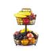 Prep & Savour Concord 2 Tier Fruit Basket w/ Natural Wood Handles (matte Black) Wood in Black/Brown | 17 H x 9.45 W x 3.55 D in | Wayfair