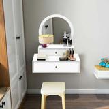 Wade Logan® Tunnelhill Makeup Dressing Home Vanity Set w/ Mirror Wood in Brown/White | 23.5 H x 20 W x 10.5 D in | Wayfair