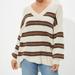 American Eagle Outfitters Sweaters | American Eagle Outfitters Aeo Orange And Navy Striped V-Neck Cream Sweater | Color: Cream/Orange | Size: S