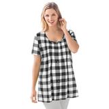 Plus Size Women's A-Line Knit Tunic by Woman Within in Black Buffalo Plaid (Size L)