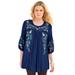 Plus Size Women's Boho Floral Tunic by Roaman's in Evening Blue Boho Floral (Size 16 W)