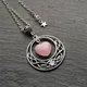 Collier pendentif sorcière Wiccan pour femme coeur celtique rose mignon pierre naturelle bijoux
