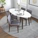 Kailani 5-Piece Mid-Century Modern Dining Set w/4 Linen Dining Chairs in Light Grey