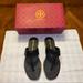 Tory Burch Shoes | Nib Tory Burch Thong Welt Tumbled Leather Sandal | Color: Black | Size: 9