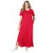 Plus Size Women's Perfect Short-Sleeve Scoopneck Maxi Tee Dress by Woman Within in Vivid Red (Size 2X)