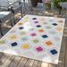 Blue/Orange 63 x 0.33 in Area Rug - Langley Street® Ouimet Geometric White/Blue/Orange Indoor/Outdoor Area Rug | 63 W x 0.33 D in | Wayfair