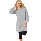 Plus Size Women's Blouson Sleeve Sweatshirt Tunic Dress by ellos in Heather Grey (Size 10/12)