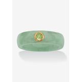 Women's 10K Yellow Gold Genuine Peridot And Green Genuine Jade Bezel Set Ring by PalmBeach Jewelry in Peridot (Size 5)