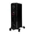 Devola 2000W 7 Fin Oil Filled Radiator, Low Energy Electric Heater with Thermal Fuse for Overheat Cut Off, Adjustable Heating Dial, Turbo Heating Option via PTC Fan, 24 Hour Timer - DVSOR7F20B (Black)