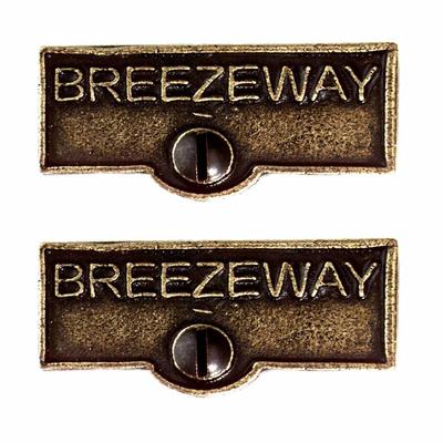 2 Switch Plate Tags BREEZEWAY Name Signs Labels Cast Brass | Renovator's Supply