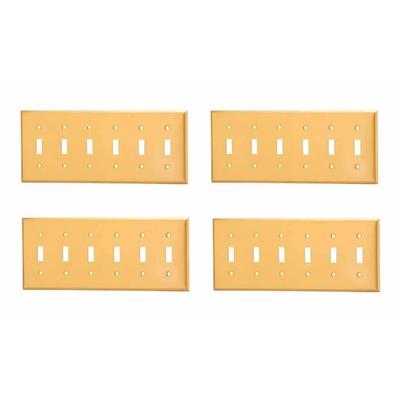 4 Switch Plate Brushed Solid Brass Six Toggle | Renovator's Supply