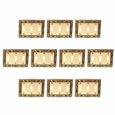 10 Victorian Switch Plate Triple Toggle Antique Solid Brass | Renovator's Supply