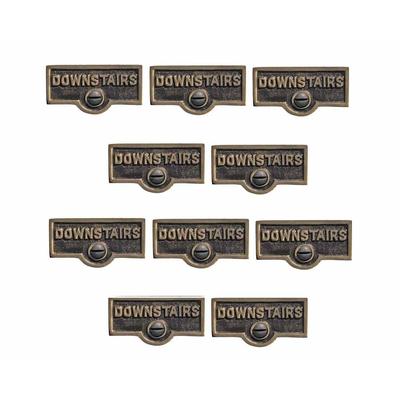 10 Switch Plate Tags DOWNSTAIRS Name Signs Labels Cast Brass | Renovator's Supply