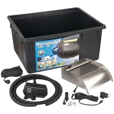 Ubbink - Wasserfall-Set Nevada 30cm mit LED-Beleuchtung Edelstahl Schwarz