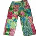 Lilly Pulitzer Bottoms | Lilly Pulitzer Girls Vintage Patchwork Cropped Pant 100% Cotton Size 4 | Color: Green/Pink | Size: 4g