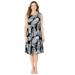 Plus Size Women's Promenade A-Line Dress by Catherines in Black Graphic Palm (Size 0X)