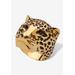 Women's Yellow Gold-Plated Black Crystal Leopard Ring by PalmBeach Jewelry in Crystal (Size 7)