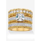 Women's Gold-Plated Bridal Ring Set Cubic Zirconia (3 1/10 Cttw Tdw) by PalmBeach Jewelry in Cubic Zirconia (Size 9)