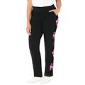 Plus Size Women's French Terry Motivation Pant by Catherines in Black Floral (Size 3XWP)
