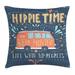 East Urban Home Ambesonne Hippie Throw Pillow Cushion Cover, Groovy Words Flowers Dots & Drop Like Ornaments Print | 16 H x 36 W x 0.2 D in | Wayfair