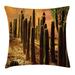 East Urban Home Ambesonne Cactus Throw Pillow Cushion Cover, Sunset In The Wild Nature Hot Desert Botanic Mexican Trees Leaves Sand Photo Image | Wayfair
