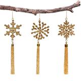 The Holiday Aisle® 3 Piece Charm Me Jeweled Holiday Shaped Ornament Set Glass in Gray/Yellow | 10.5 H x 3 W x 0.25 D in | Wayfair