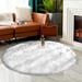 Gray/White 60 x 2.36 in Area Rug - Everly Quinn Round Faux Fur Sheepskin White/Gray Area Rug Sheepskin/Faux Fur | 60 W x 2.36 D in | Wayfair