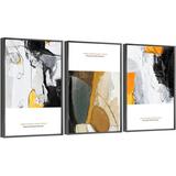 Orren Ellis Abstract Aluminum Framed Wall Art - 3 Piece Picture Aluminum Frame Print Set On Canvas1 Canvas | 24.3 H x 48.3 W x 1.65 D in | Wayfair