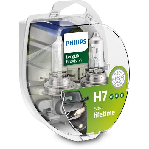 PHILIPS H7 LongLife EcoVision (2 Stk.) Glühlampe, Fernscheinwerfer,Glühlampe, Hauptscheinwerfer,Glühlampe, Nebelscheinwerfer,Glühlampe, Abbiegescheinw