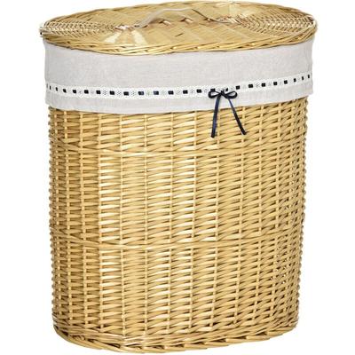 Wäschekorb aus Weide mit Deckel Wäschesammler mit Griff, herausnehmbarer Wäschesack, Laundry Image