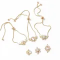 Accessoires de fabrication de bijoux en Zircon plaqué or 2 pièces Bracelet collier pendentif