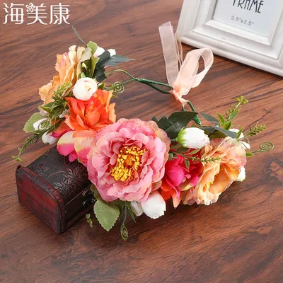 Haimeikang – bandeaux de Simulation de couronne de fleurs guirlande de mariage serre-tête