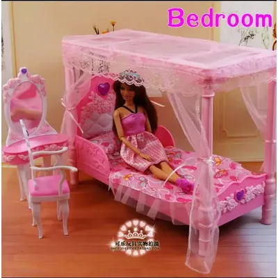 Ensemble de jouets pour poupée Barbie lit chaise commode de maison de rêve meubles accessoires