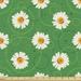 Floral Fabric by the Yard Upholstery Image of Chamomile Flowers and Circles from Dots on Backdrop Decorative Fabric for DIY and Home Accents Forest Green Ivory and Marigold by Ambesonne