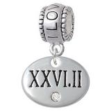 Marathon with Clear Crystal Roman Numeral - I Love You Charm Bead