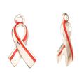 Enamel Drop Red Awkwardness Ribbon Silver Plated 11.7x3mm