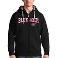 Men's Antigua Black Columbus Blue Jackets Wordmark Victory Full-Zip Hoodie