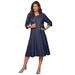 Plus Size Women's Fit-And-Flare Jacket Dress by Roaman's in Navy (Size 40 W) Suit