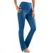 Plus Size Women's Straight-Leg Comfort Stretch Jean by Denim 24/7 in Light Stonewash Sanded (Size 34 T)