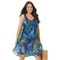 Plus Size Women's Quincy Mesh High Low Cover Up Tunic by Swimsuits For All in Green Palm (Size 26/28)