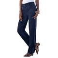 Plus Size Women's Complete Cotton Seamed Jean by Roaman's in Indigo Wash (Size 42 W) 100% Cotton Elastic Waist Denim