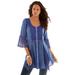 Plus Size Women's Acid Wash Big Shirt by Roaman's in Indigo (Size 42 W)