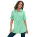 Plus Size Women's French Check Big Shirt by Roaman's in Vivid Green Check (Size 36 W)