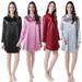Eider & Ivory™ RH US Women's Nightgown Satin Nightshirt Button Sleepwear Pajama Dress RHW2788 | 30 H x 30 W in | Wayfair