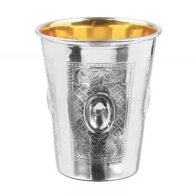 Kiddush Cup Eye Frame Design 925 Sterling Silver Coated 3"