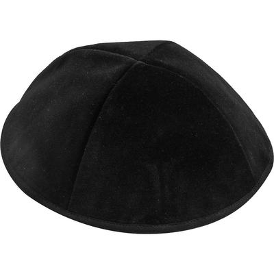 4 Part Black Yarmulke With Rim Israeli Washable Size 5