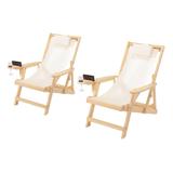 Romantic Collection Canvas Sling Chair with Cup and Wine Holder (Set of 2)