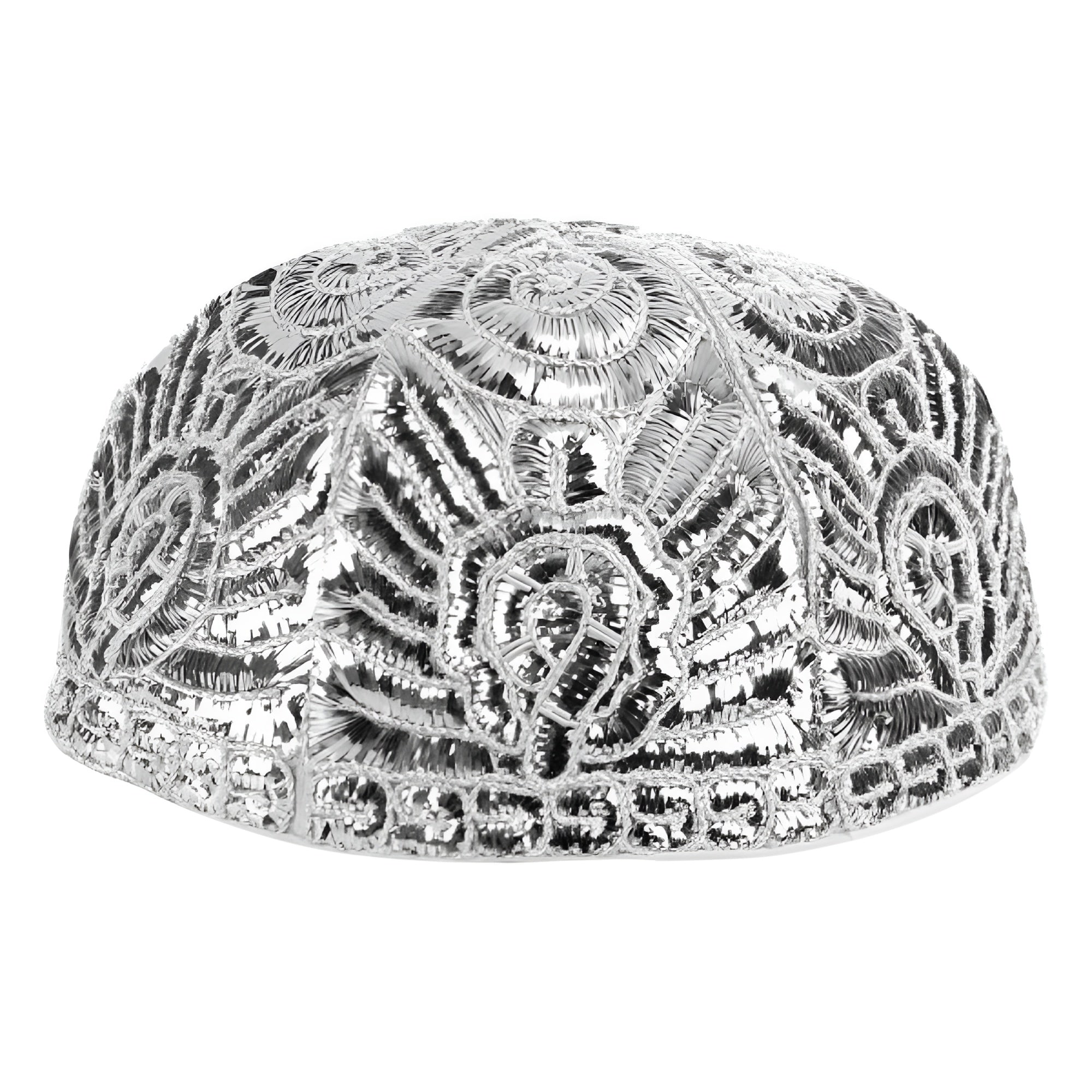 Silver Atarah Yarmulke with High-Quality Fabric Classic Design