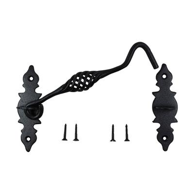 Black Wrought Iron Birdcage Cabin Hook Eye Latches 6.5" L Privacy Hook Latches Pack of 10 Renovators Supply - N/A